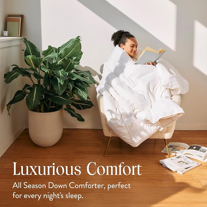 Brooklinen All Season Luxury Down Comforter, 100% Natural Canadian Duck Down Duvet Insert - 700 Fill Power, 100% Cotton Shell, Baffle Box Construction, King/Cali King Size Comforter