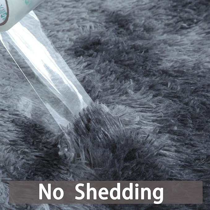 Area Rug 9x12 for Living Room - Large Shag Soft Grey Rug for Bedroom - Modern Non-Slip Plush Fuzzy Floor Carpet Tie-Dyed Dark Gray