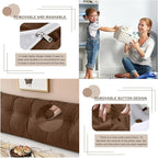 Large Triangular Headboard Pillows Long Backrest Positioning Support Bolster Cushion for Daybed Fluffy Quality Plush Body Wedge Pillow with Removable Cover(Dark Brown-Twin/Twin XL-39x8x20 in)