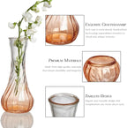 Glass Bud Vase Set of 60 - Small Vases for Flowers in Bulk - Assorted Vintage Crystal Vases for Flowers, Table Centerpieces (Amber, 60 Pcs)