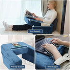 Gaming Pillow for Lap,Soft Pillow for Bed Rest Reading,Adults Teens Arm Rest Pillow for Reading,Knitting,Working,Playing Steam Deck Switch or Sitting in Couch Floor,Two Side Pockets & Anti-Slip Strip