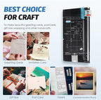 12 Inch Rotary Paper Cutter Heavy Duty, Paper Trimmer with 4 Different Blades for Straight/Wave/Dotted/Creasing Line, Suitable for Cutting Paper Coupons Photos Postcards Scrapbook