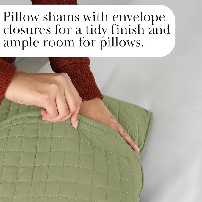 Southshore Fine Living, Inc. Quilts, Queen Size Set, Pet Hair Resistant Bedding, Soft Coverlet Queen Size/Full, Quilt Set with 2 Pillow Shams, Lightweight Full Bedspread, Sage Green