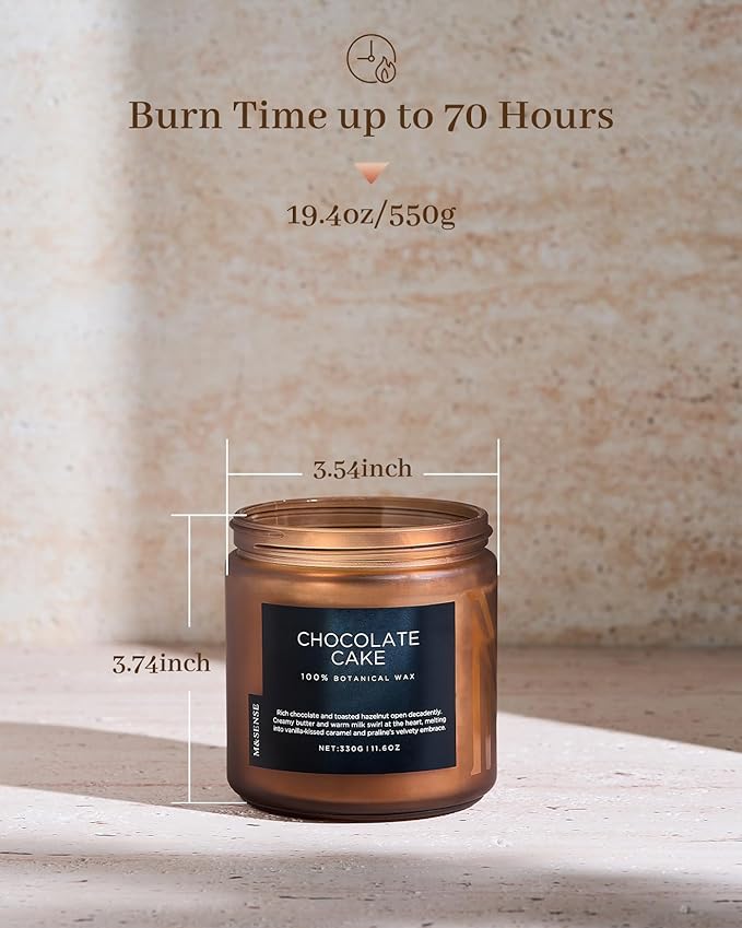 M&SENSE Chocolate Layer Cake Scent Candles, Large 11.6oz Natural Soy Wax 70 Hours Burn Time Clean Non Toxic Scented Classic 2 Wicks Candle for Bedroom Living Room Office
