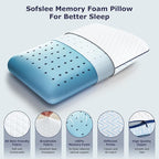Memory Foam Pillows Standard Size, Cooling Gel Standard Pillow Ventilated, Medium Firm Bed Pillow for Sleeping, Cool Orthopedic Pillow with Washable Removable Zippered Pillow Cover, 1 Pack