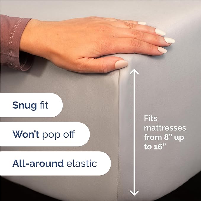 Full Sheets Set 6 Piece - Includes 4 Pillowcases - Bed Sheets Full Size - Soft Hotel Luxury Bedding - Cooling, Comfy, Cozy & Breathable - 1 Flat & 1 Fitted & 4 Pillowcases w/ Deep Pockets - Light Grey