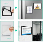 CRUGLA 8.5x11 Magnetic Frame Sheet with Self Adhesive Backing, Poster Certificate Carft Picture Photo Frame for Refrigerator Office Glass Window Door Cubicle Tile, 12 Pack