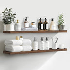 LaVie Home Floating Shelves, 36 Inch Wall Shelf Set of 2, Hanging Shelf with Invisible Brackets, Wall Decor for Bathroom, Bedroom, Living Room, Kitchen Storage, Rustic Brown