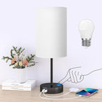 AKASUKI 18Inch Table Lamp with Dual Charging Station, 3 Way Dimmable Touch Lamp for Bedroom, Living Room, Office(LED Bulb Included)