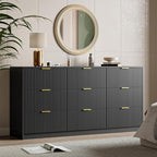 Black Dresser for Bedroom, 9 Drawer Double Dresser, Modern Chest of Drawers for Bedroom, Living Room, Entryway and Closet, 63" L x 15.7" D x 31.5" H