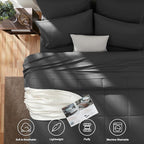 CozyLux Oversized King Comforter Sets Dark Grey, 7 Pieces Bed in a Bag, Ultra-Soft All Season Bedding Sets with Stitch Quilted Comforter, Flat Sheet, Fitted Sheet, Pillowcases, Dark Gray