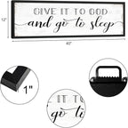 Give It to God and Go to Sleep Sign: Farmhouse Bedroom Wall Decor Above Bed Rustic Country Master Bedroom Framed Hanging Decor Country Plaque 12" x 40"