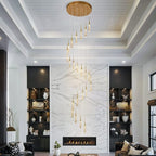 LMQNINE 24 Light Modern Crystal Chandelier Dimmable LED High Ceiling Chandelier Crystal Bubble Gold Pendant Lights Living Room Lobby 120W Staircase Chandeliers