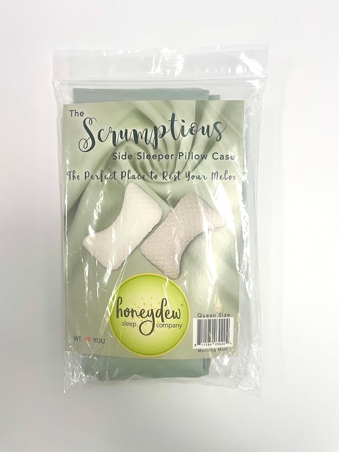 Honeydew Queen Side Pillow Case - Fits The Scrumptious and Essence Curved Pillows for Side Sleeping - Comfortable and Soft Cooling Viscose Made from Bamboo Fabric - Queen Size (Morning Mint Green)