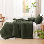 Litanika Dark Olive Green Twin/Twin XL Comforter Set, 2 Pieces Solid Bedding Comforter Set, All Season Fluffy Bed Set (66x90In Comforter & 1 Pillowcase)