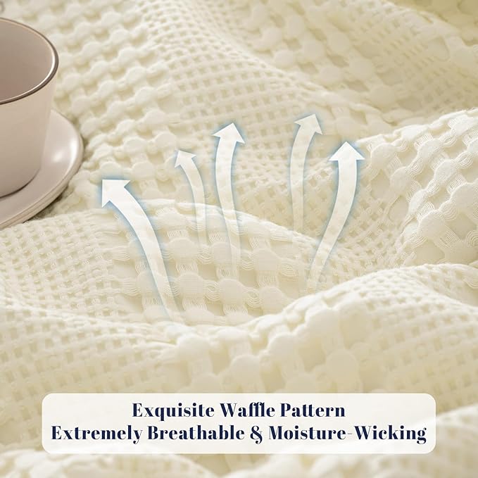 PHF Cooling Waffle Blanket California King Size, Lightweight 60% Rayon Derived from Bamboo & 40% Cotton Breathable Blanket for Hot Sleepers, Soft and Luxury for Bed Couch and Sofa, 110"x96", Grey