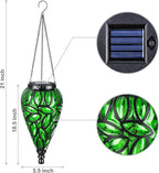 SUNNYPARK Outdoor Plastic Solar Hanging Lantern, 15 Cool White LEDs Twinkle Effect Tear-Shaped Hanging Lantern Decor Garden Decorative Solar Lights for Backyard, Patio and Lawn