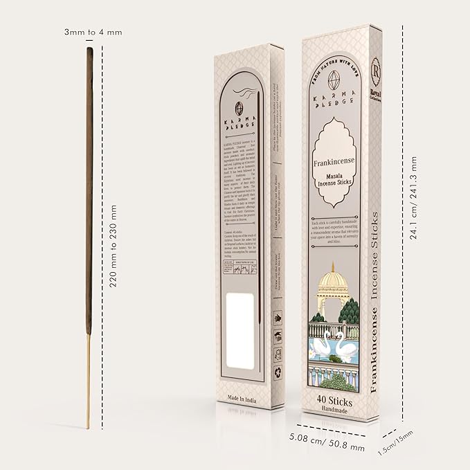 Incense Sticks, Frankincense & Myrrh Incense, Made with Natural Ingredients, Hand Rolled Aromatic Masala, 40 Stick Pack, 45-60 Minute Burn Time, Best for Home Fragrance, Meditation, Yoga, Relaxation