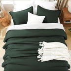 Litanika Forest Green Comforters Oversized Queen Size, 3 Pieces Lightweight Solid Bedding Comforter Set, All Season Fluffy Bed Set (98x98In Comforter & 2 Pillowcases)