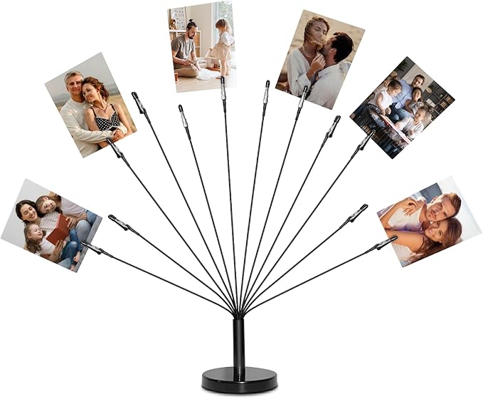 Photo Tree Holder with Metal Base,12 Clips Flexible & Durable Branches Money Trees Gift Card Holder with Clips,Picture Trees to Hold Photos for Christmas Wedding Greeting Birthday Party Gift