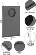 Hanging Laundry Hamper Bag – Space-Saving Dirty Clothes Storage with Free Adjustable Stainless Steel Over-the-Door Hooks & Suction Cup Hooks – Ideal for bathrooms, bedrooms & dorms (2, Gray)