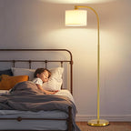 Tall Floor Lamp for Living Room,65'' Modern Standing Lamps with 9W LED Bulb,Dimmable Floor Light with Fabric Shade,Gold Tall Lamp for Bedroom Office Study Room Corner Dining Room