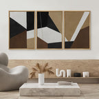 SIGNWIN Framed Canvas Print Wall Art Bold Geometric Shapes Modern Black, White, and Brown Abstract Photography Modern Art Minimalist for Living Room, Bedroom, Office - 24"x36"x3 Natural