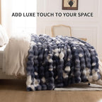 Cozy Faux Fur Throw Blanket for Couch-Warm Fuzzy Throw Blanket, Soft Plush Thick Bubble Blankets for Bedroom and Living Room, Furry Luxury Blanket, 50 x 60,Tie-Dye Blue