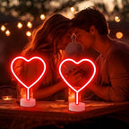 BRIGHTDECK 2 Pack Heart Neon Signs, LED Lights Battery Operated or USB Powered Decoration Lamp, Neon Lights Decor for Valentine's Day Gifts, Wedding, Party, Pink Room Decor (Red Heart)