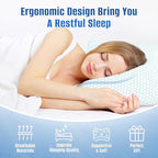 Shredded Memory Foam Pillow for Sleeping, Cooling Bed Pillows Set of 2, Adjustable Pillows for Side, Back, Stomach Sleepers with Washable Pillowcase (Queen Size, Blue)