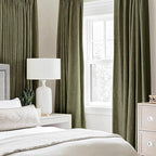 MIULEE Linen Texture Curtains for Bedroom Solid 100% Blackout Thermal Insulated Light Olive Green Curtains Grommet Room Darkening Drapes for Living Room Nursery 52x72 Inch (2 Panels)