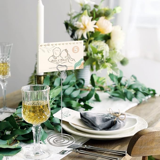 Table Number Holders 10Pcs - 8.75 inch Heart Shaped Place Card Holder Tall Table Number Stands for Wedding Party Graduation Reception Restaurant Home Centerpiece Decoration Memo (Silver)