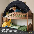 Sumbababy Full Size Bed Tent Canopy: Lights & Flags Indoor Floor Bed Kids Tent Playhouse - Space Blackout Sleeping Tents Indoor Breathable Portable Cottage Drafty Room Floor (Large Black)