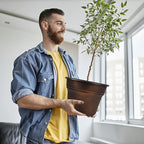 Plant Planters Pots Set of 4 Pack 13 Inch，Large Plastic Flower Pot for Indoor Plants with Drainage Holes & Trays, Resin Decorative Container Sets with Saucer for House Outdoor Garden Plant Copper