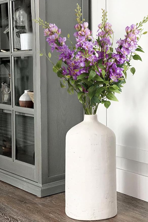 Purple Delphinium Artificial Flowers 29.5" with Clematis Greenery 8PCS Long Stem Flowers for Tall Vase Purple Silk Flowers for Faux Flowers Arrangement Home Party Wedding Decor