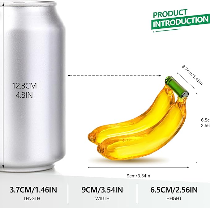 Handmade Glass Fruit Decor Crystal Banana Figurine Yellow Fruits Decoration for Home Kitchen Glass Banana Ornament Fall Harvest Thanksginging Centerpiece Decor for Home Office Desk