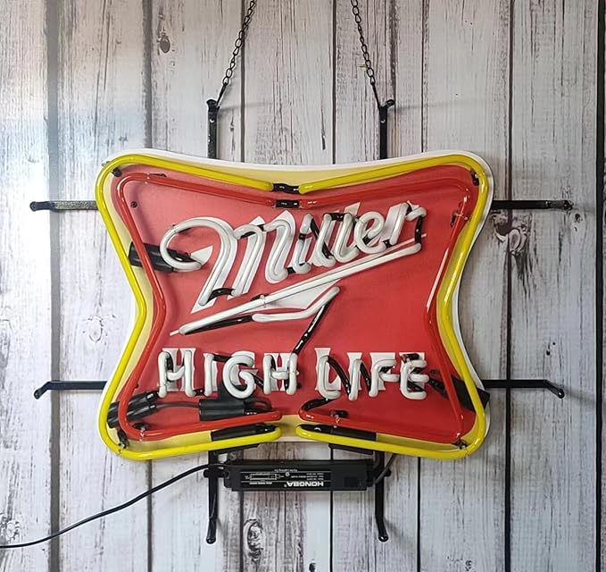 Neon Signs Beer Bedroom Miller High Life Beer Glass Neon Signs for Man Cave Birthday Party Neon Light Art Wall Lights 24 X 20 Inches