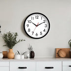 Wall Clock Analog 10 Inch Silent Non Ticking Battery Operated Modern Decorative for Living Room Kitchen Office Bedroom Bathroom(Black)