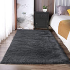 Latepis Dark Grey Fur 3x5 Area Shaggy Bedside Faux Sheepskin Rug for Bedroom Washable Furry Rugs Fuzzy Rug for Living Room Sofa Cushion Luxury Home Decor