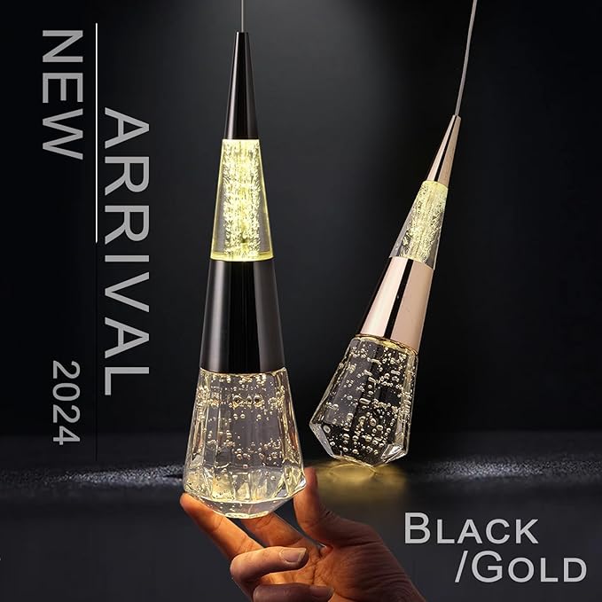 Led Pendant Light, 1 Pack Pendant Light Kitchen Island Lighting Fixture,Black Ceiling Hanging Pendant Light Fixture