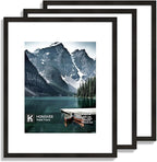 16x20 Frames Set of 3 - Display 11x14 Photo with Mat or 16 x 20 Poster without Mat, Wall Mounting Horizontal and Vertical, Black