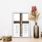flowtorely A Cord of Three Strands Wedding Ceremony Unity Wall Decor 15"X10" Matthew 19 6 Christian Marriage Prayer Cross Sign Framed Wall Hanging Art (White)