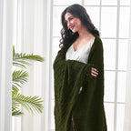 inhand Knitted Throw Blankets for Couch and Bed, Soft Cozy Knit Blanket with Tassel, Dark Green Lightweight Decorative Blankets and Throws, Farmhouse Warm Woven Blanket for Men and Women, 60"x80"