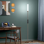 LED Floor Lamp with Remote Control, 65" Standing lamp with Stepless Adjustable 3000K-6500K Colors & 5%-100% Brightness, Foot Switch(Brown)
