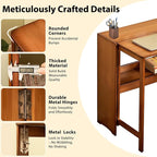 39.37" Bamboo Folding Desk,Space-Saving Computer Desk for Small Spaces, Foldable Study Table for Bedroom, Home Office, Dorm, Apartment (Brown)
