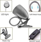 Desk lamp with Clamp, Non-Dimmable Clip Light for Bed and Desk, 4000K Cool White, 3.5W 240 LM Flexible Gooseneck lamp, Eye Protection, ETL Listed