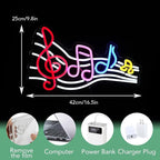 Musical Staff Note Neon Sign Led Music Neon Light for Wall Decor Dimmable USB Power Musical Light Up Sign for Music Studio Classroom Party Bar Bedroom