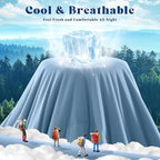 Cooling Comforter Twin Size, Double-Sided Cooling Blanket for Hot Sleepers & Night Sweats, Arc-Chill Q-Max > 0.4 Breathable Ice Blanket, Lightweight Cold Comforter (68''x90'', Light Blue)