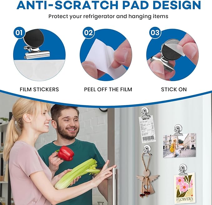 DIYMAG Hanging Photo Magnetic Clips, 20 Pack Fridge Magnets Heavy Duty Holder Party Graduation Collage Picture Display DIY Clip for Refrigerator Home Whiteboard Office Locker Classroom Silver