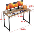 PayLessHere | 47 Inch Computer Desk | Brown | Office Desk with Metal Frame, Adjustable Feet | Water-Resistant, Scratchproof Surface | Sturdy Writing Table for Home Office or Study | Pack of 2